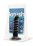 B-Vibe Krush Curved & Ribbed Dildo with Suction Cup - Black