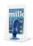 B-Vibe Milk Curved Anal Trainer with Tapered Tip and Suction Cup 8.5in - Blue
