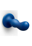 B-Vibe Milk Curved Anal Trainer with Tapered Tip and Suction Cup 8.5in - Blue