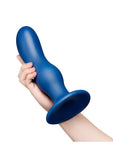 B-Vibe Milk Curved Anal Trainer with Tapered Tip and Suction Cup 8.5in - Blue