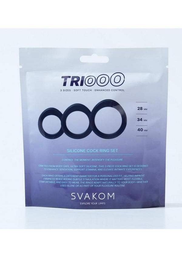 Svakom Triooo Silicone Cock Ring Set (3 Piece) - Blue