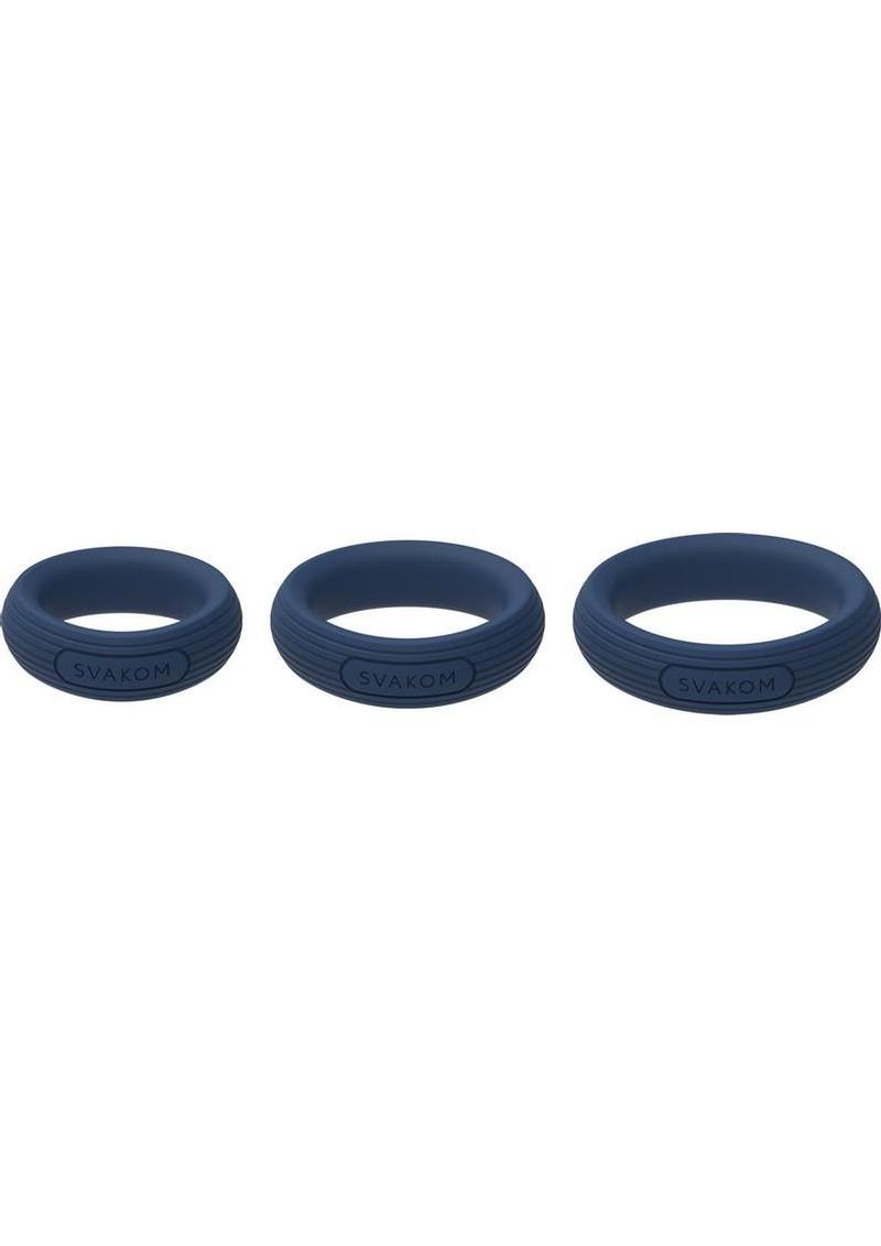 Svakom Triooo Silicone Cock Ring Set (3 Piece) - Blue
