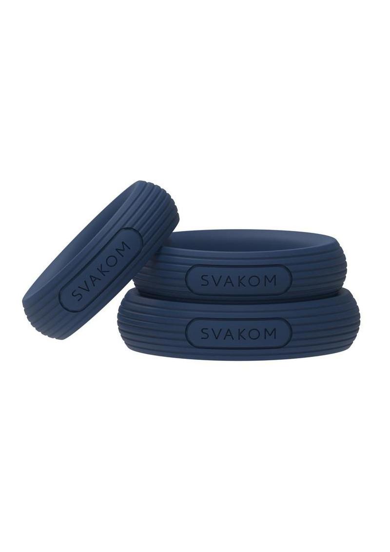 Svakom Triooo Silicone Cock Ring Set (3 Piece) - Blue