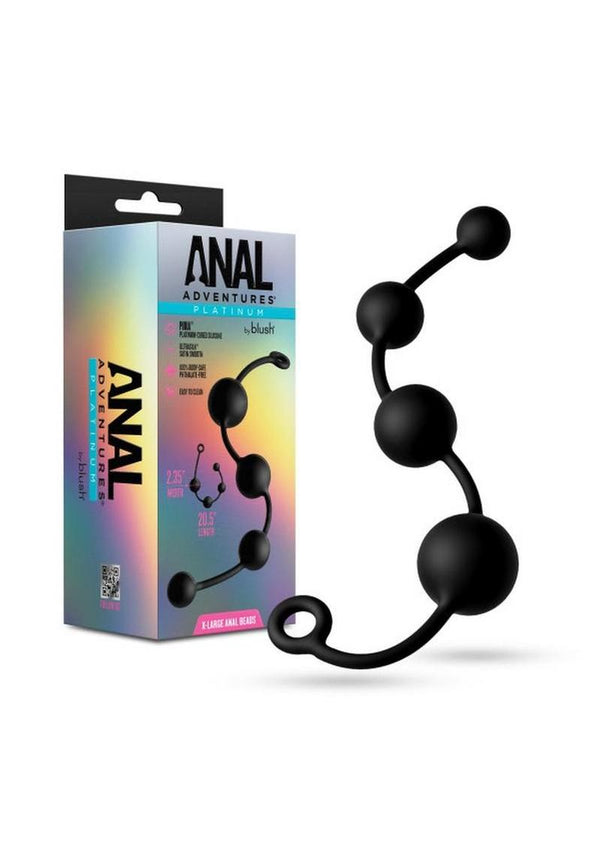 Anal Adventures Platinum Silicone X-Large Anal Beads - Black