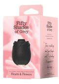 Fifty Shades of Grey Hearts & Flowers Rose 2.0 Rechargeable Silicone Clitoral Stimulator - Black/Gold