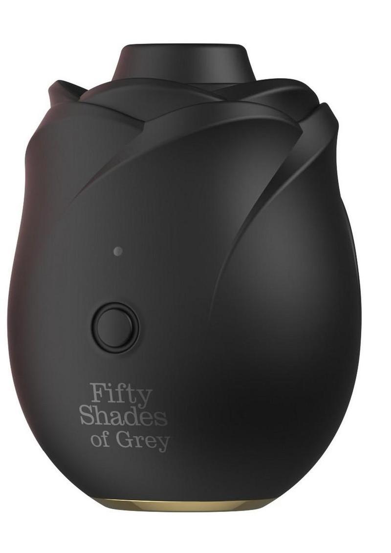 Fifty Shades of Grey Hearts & Flowers Rose 2.0 Rechargeable Silicone Clitoral Stimulator - Black/Gold