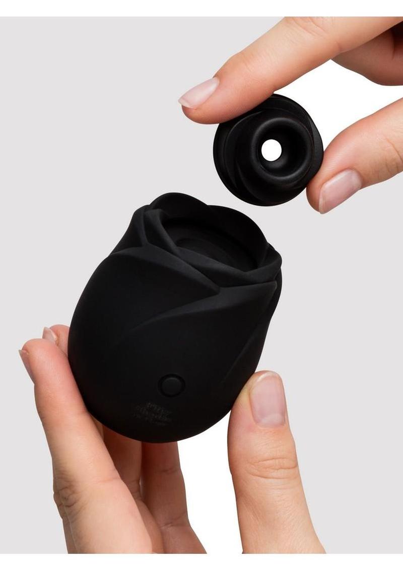 Fifty Shades of Grey Hearts & Flowers Rose 2.0 Rechargeable Silicone Clitoral Stimulator - Black/Gold