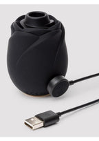 Fifty Shades of Grey Hearts & Flowers Rose 2.0 Rechargeable Silicone Clitoral Stimulator - Black/Gold