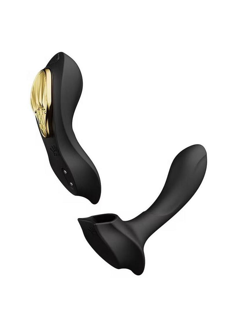Zalo Aya Rechargeable Silicone Wearable Vibrator - Black/Gold