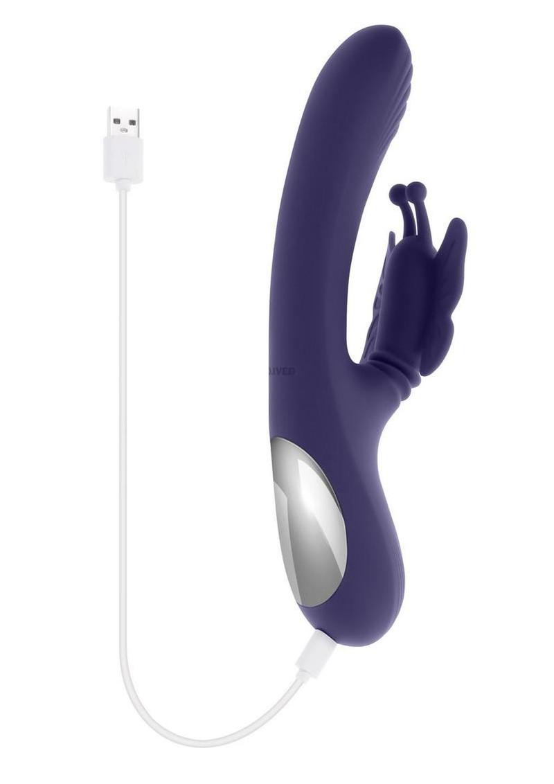 Wings of Frenzy Rechargeable Silicone Multi Vibrator with Clitoral Stimulator - Purple