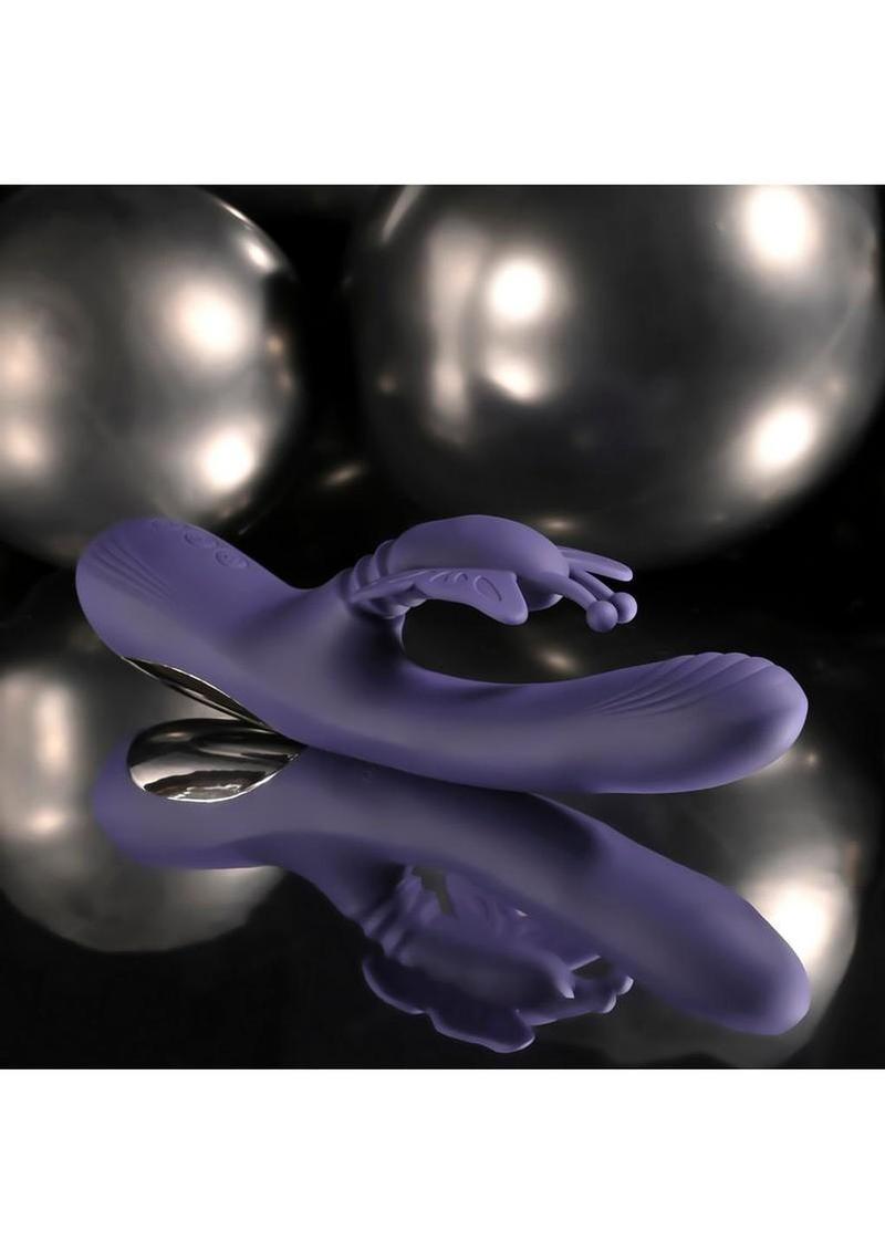 Wings of Frenzy Rechargeable Silicone Multi Vibrator with Clitoral Stimulator - Purple