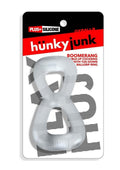 Hunkyjunk Boomerang Silicone Double-Ring Cockring & Nut-Tugger - Clear Steam