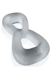 Hunkyjunk Boomerang Silicone Double-Ring Cockring & Nut-Tugger - Clear Steam