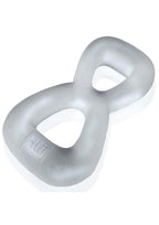 Hunkyjunk Boomerang Silicone Double-Ring Cockring & Nut-Tugger - Clear Steam