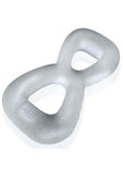 Hunkyjunk Boomerang Silicone Double-Ring Cockring & Nut-Tugger - Clear Steam