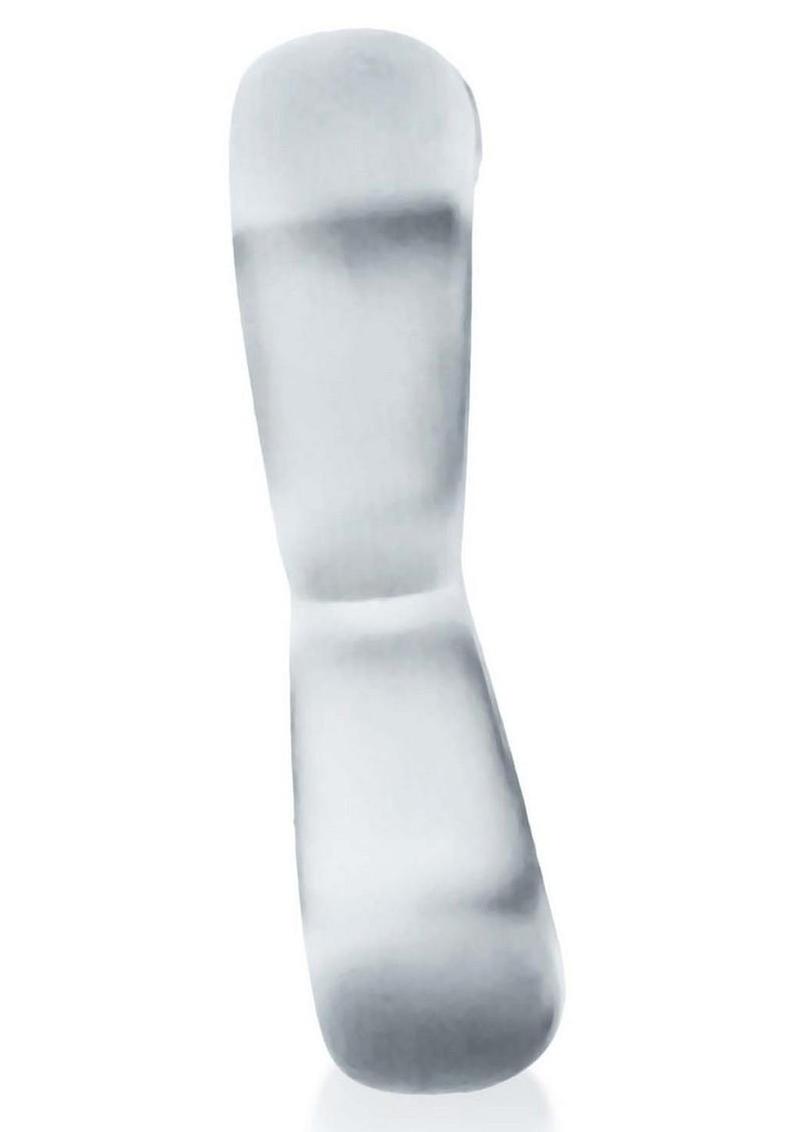 Hunkyjunk Boomerang Silicone Double-Ring Cockring & Nut-Tugger - Clear Steam