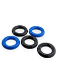 Hunkyjunk Jacker 5 Stack Super-Strong Cockrings (5 Pack) - Blue/Black
