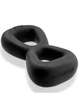 Hunkyjunk Boomerang Silicone Double-Ring Cockring & Nut-Tugger - Black Fog