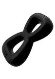 Hunkyjunk Boomerang Silicone Double-Ring Cockring & Nut-Tugger - Black Fog