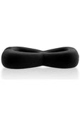 Hunkyjunk Boomerang Silicone Double-Ring Cockring & Nut-Tugger - Black Fog