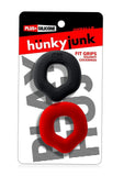 Hunkyjunk Fit Grips Ergo-Fit Silicone Cockrings (2 Pack) - Black/Red