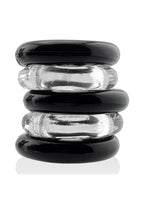 Hunkyjunk Jacker 5 Stack Super-Strong Cockrings (5 Pack) - Clear/Black