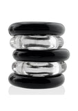 Hunkyjunk Jacker 5 Stack Super-Strong Cockrings (5 Pack) - Clear/Black