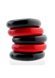 Hunkyjunk Jacker 5 Stack Super-Strong Cockrings (5 Pack) - Red/Black