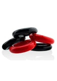 Hunkyjunk Jacker 5 Stack Super-Strong Cockrings (5 Pack) - Red/Black