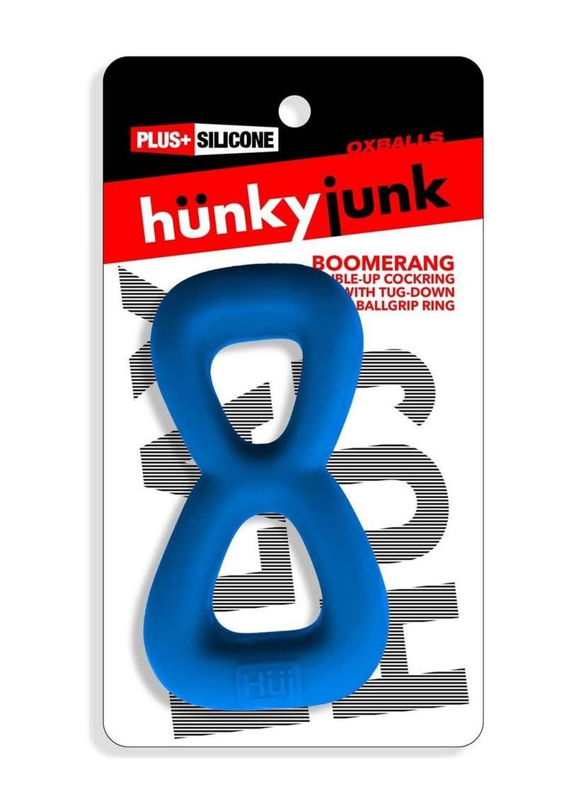Hunkyjunk Boomerang Silicone Double-Ring Cockring - Teal Fizz