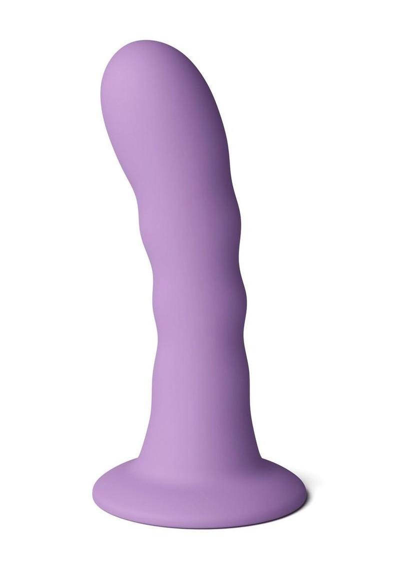 Love Notes Believe Silicone Ribbed Flexible Curved Dildo with Suction Cup 5in - Purple