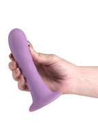 Love Notes Believe Silicone Ribbed Flexible Curved Dildo with Suction Cup 5in - Purple