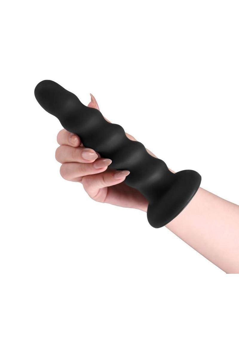 Colours Twist Silicone Dildo with Suction Cup 6.5in - Black