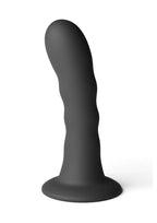 Love Notes Believe Silicone Ribbed Flexible Curved Dildo with Suction Cup 5in - Black