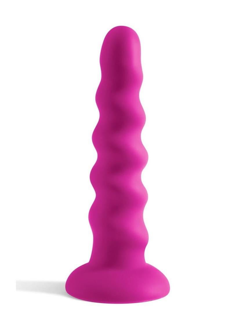 Colours Twist Silicone Dildo with Suction Cup 6.5in - Purple