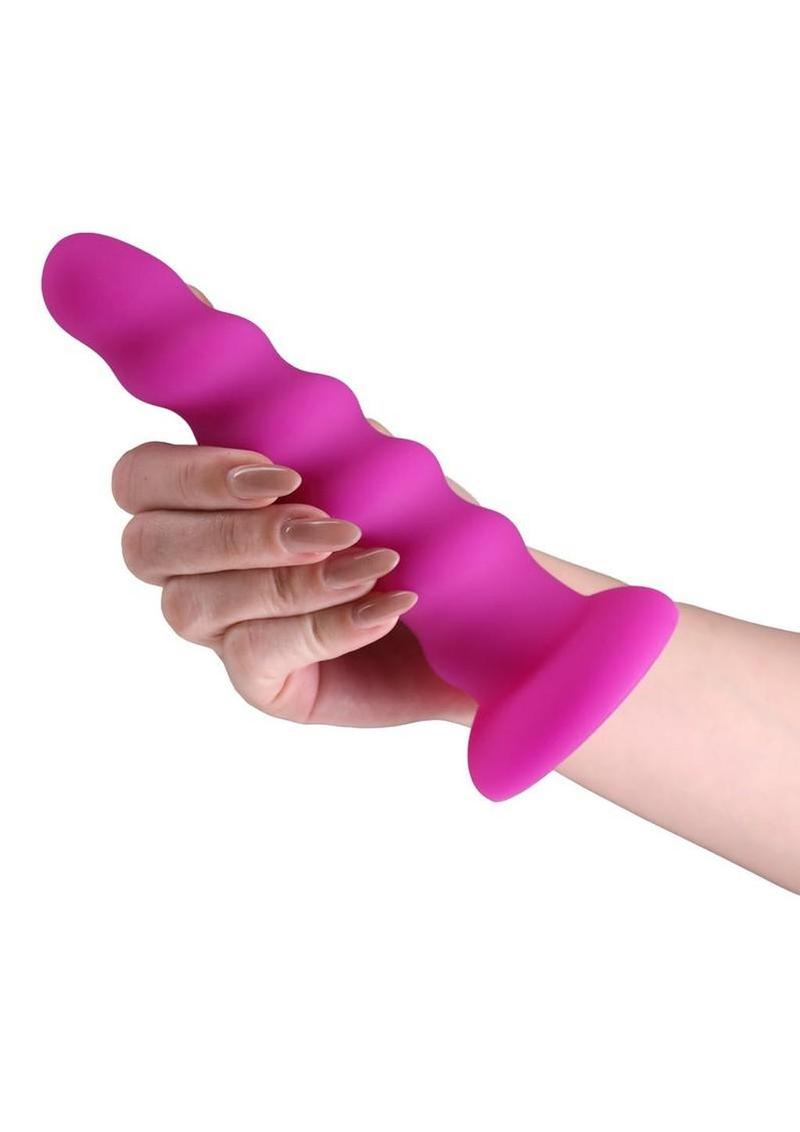 Colours Twist Silicone Dildo with Suction Cup 6.5in - Purple