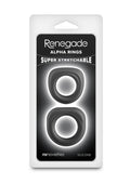 Renegade Alpha Rings Silicone Cockring Set (2 Piece) - Black