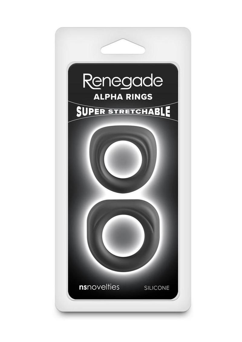 Renegade Alpha Rings Silicone Cockring Set (2 Piece) - Black