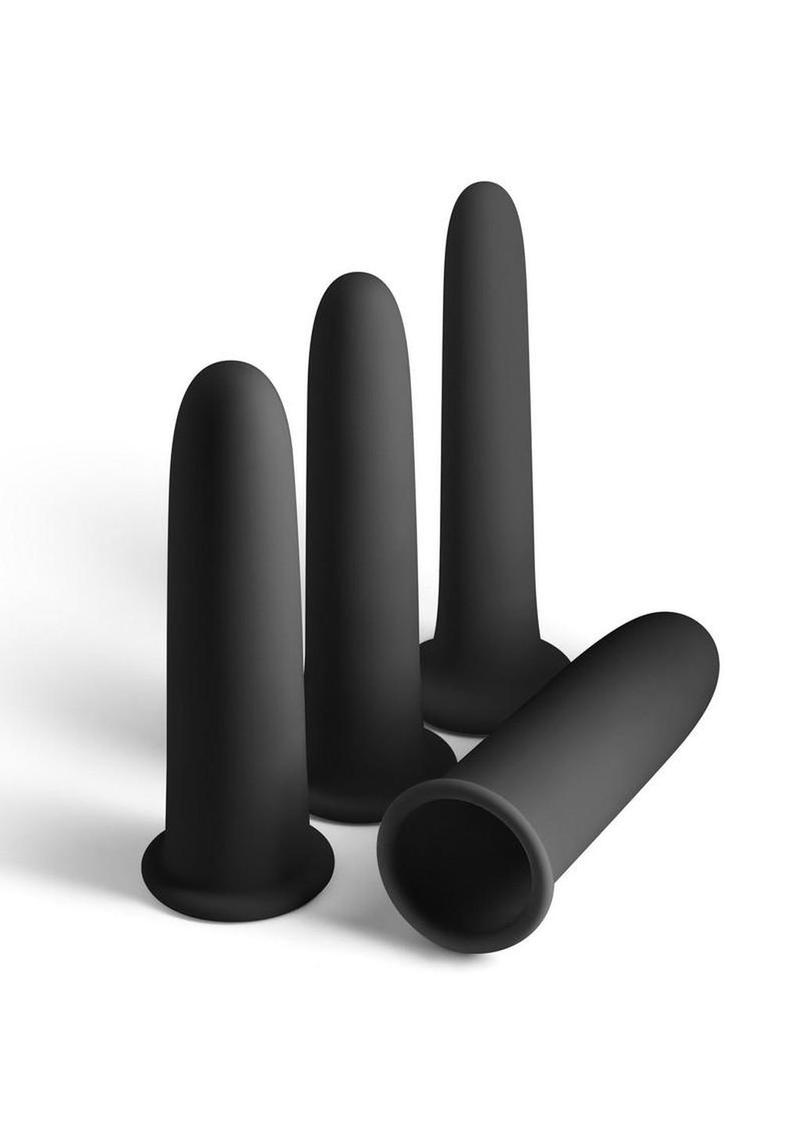 Renegade Vibrating Gliders Rechargeable Silicone Dilator Set (4 Piece) - Black
