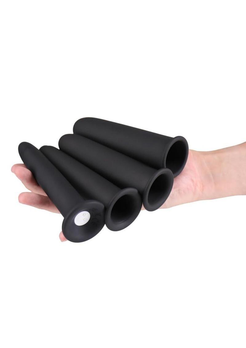 Renegade Vibrating Gliders Rechargeable Silicone Dilator Set (4 Piece) - Black