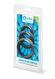 B-Vibe Snug Ring Thick Silicone Cock Ring (3 Pack) - Black