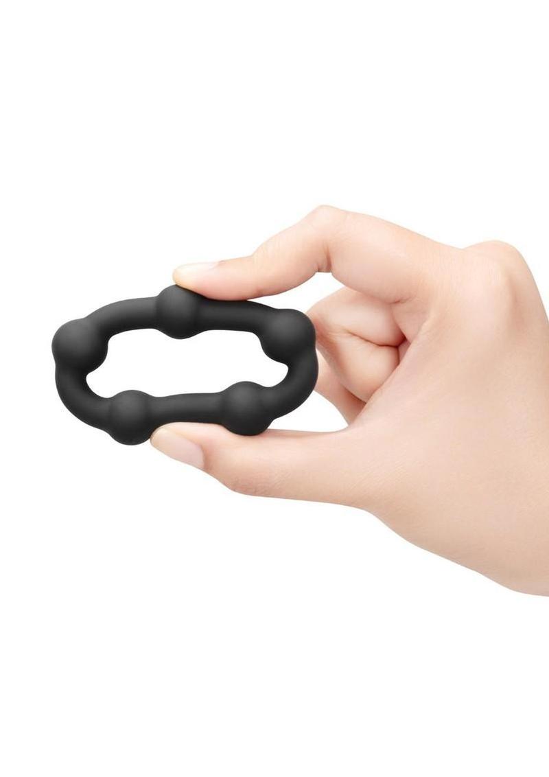 B-Vibe Snug Ring Orbit Nubby Silicone Cock Ring - Black