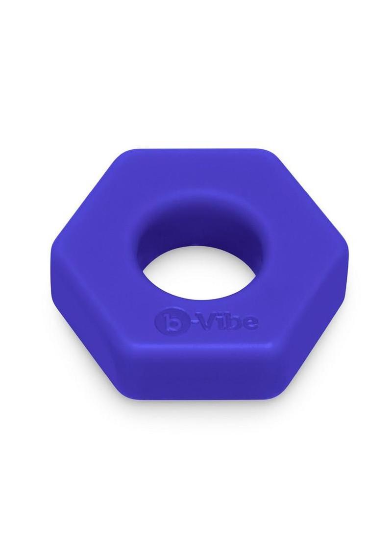 B-Vibe Flex Ring Hex Silicone Cock Ring - Blue