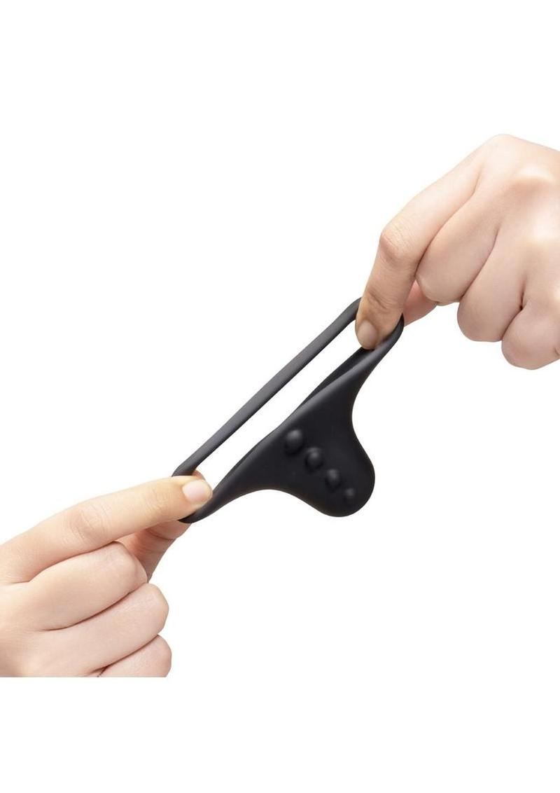 B-Vibe Flex Ring Shaft Silicone Cock Ring and Ball Stretcher - Black