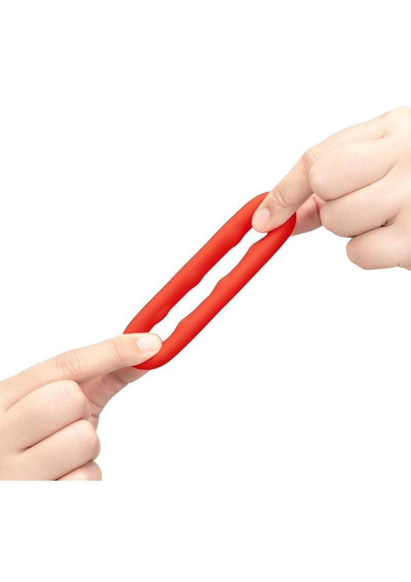 B-Vibe Flex Ring Grip Silicone Cock Ring - Red
