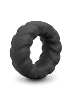 B-Vibe Flex Ring Tread Silicone Cock Ring - Black