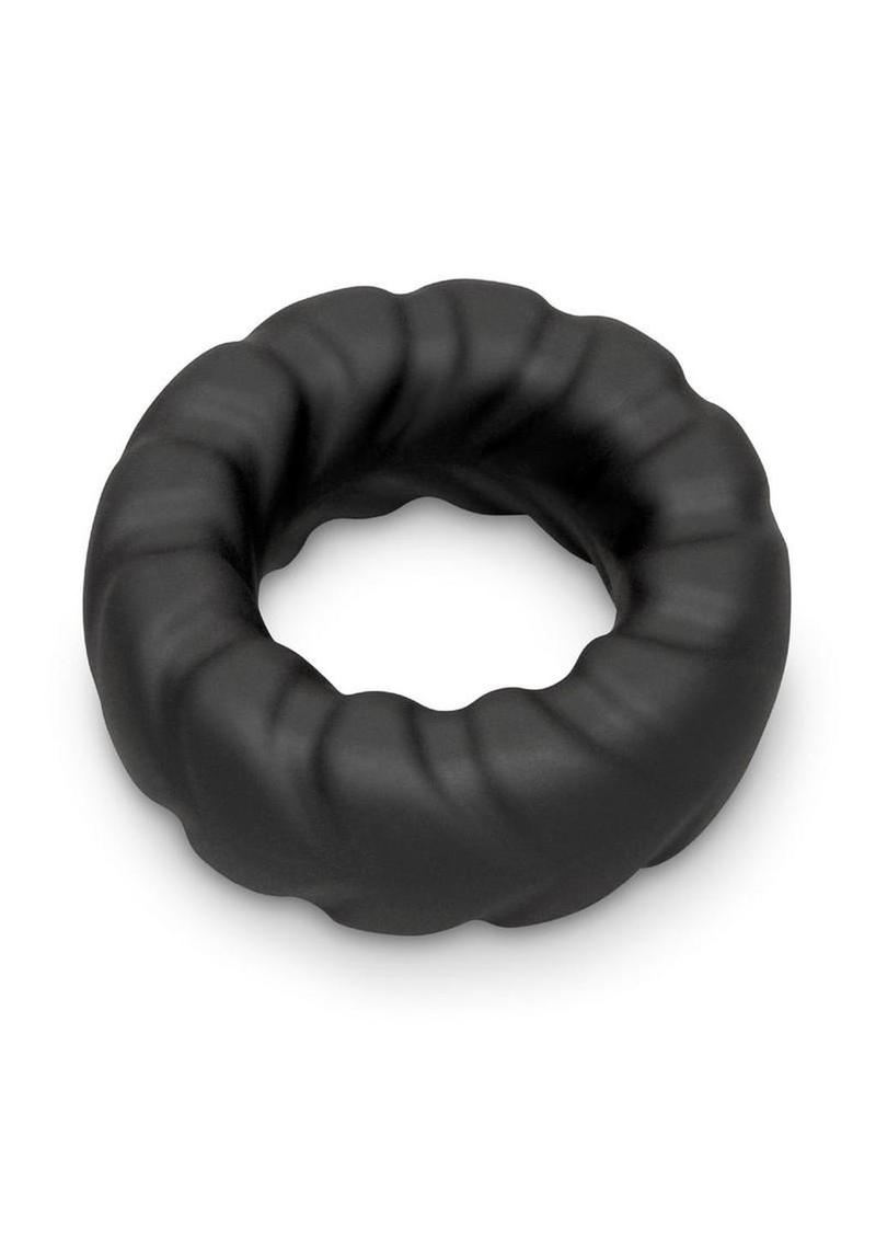 B-Vibe Flex Ring Tread Silicone Cock Ring - Black