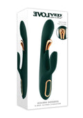 Golden Goddess Rechargeable Silicone Vibrator with Clitoral Stimulator - Green