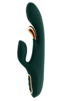 Golden Goddess Rechargeable Silicone Vibrator with Clitoral Stimulator - Green