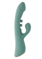 Tapped Out Rechargeable Silicone Vibrator with Stimulator - Green